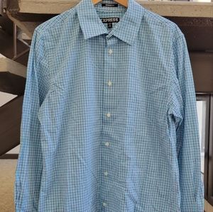 Express gingham plaid button down shirt, size L